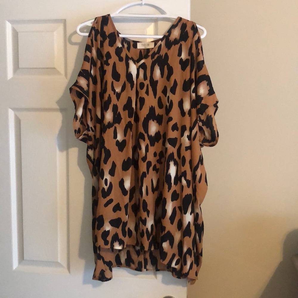 Leopard Print cold shoulder tunic